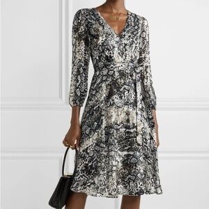 Alice + Olivia Black and Gray Animal Print Dress